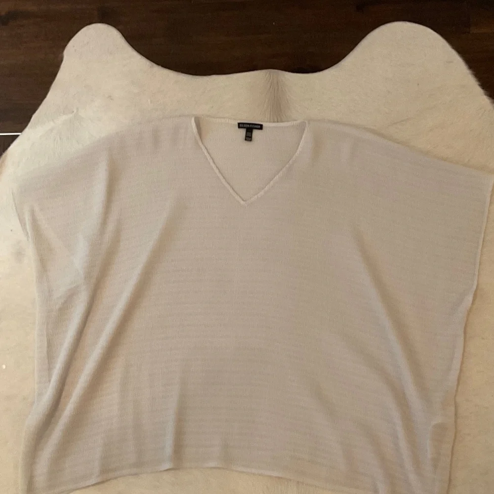Eileen Fisher Soft Cream V-Neck Poncho - Picture 1 of 3